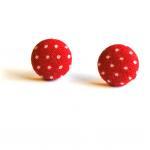 Red and White Polka Dot Button Studs
