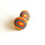 Fabric Circle Stud Earrings..
