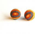 Fabric Circle Stud Earrings..