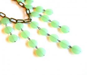 Mint Green Sea Glass Beaded Necklace