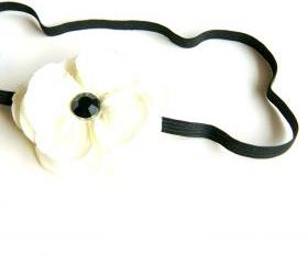 Black and White Flower Headband