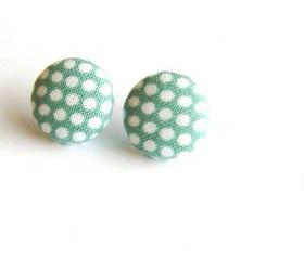Blue and White Polka Dot Earrings