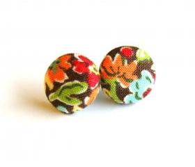 Colorful Flower Fabric Studs