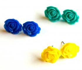 Rose Flower Stud Earring Set