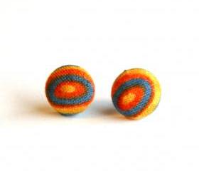 Fabric Circle Stud Earrings - Small