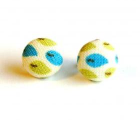 Leaf Fabric Stud Earrings - Small
