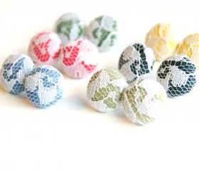 Fabric and Lace Stud Earrings Set - Make Your Own
