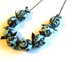 Light Blue and Brown Beaded Necklace