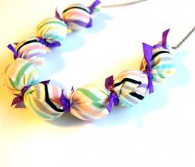 Purple Ribbon Candy Necklace