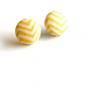 Yellow and White ZigZag Chevron Earrings